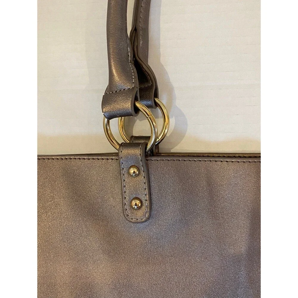 Bronze Metallic Shoulder Bag for‎  Laptop School or Business Large Compartment